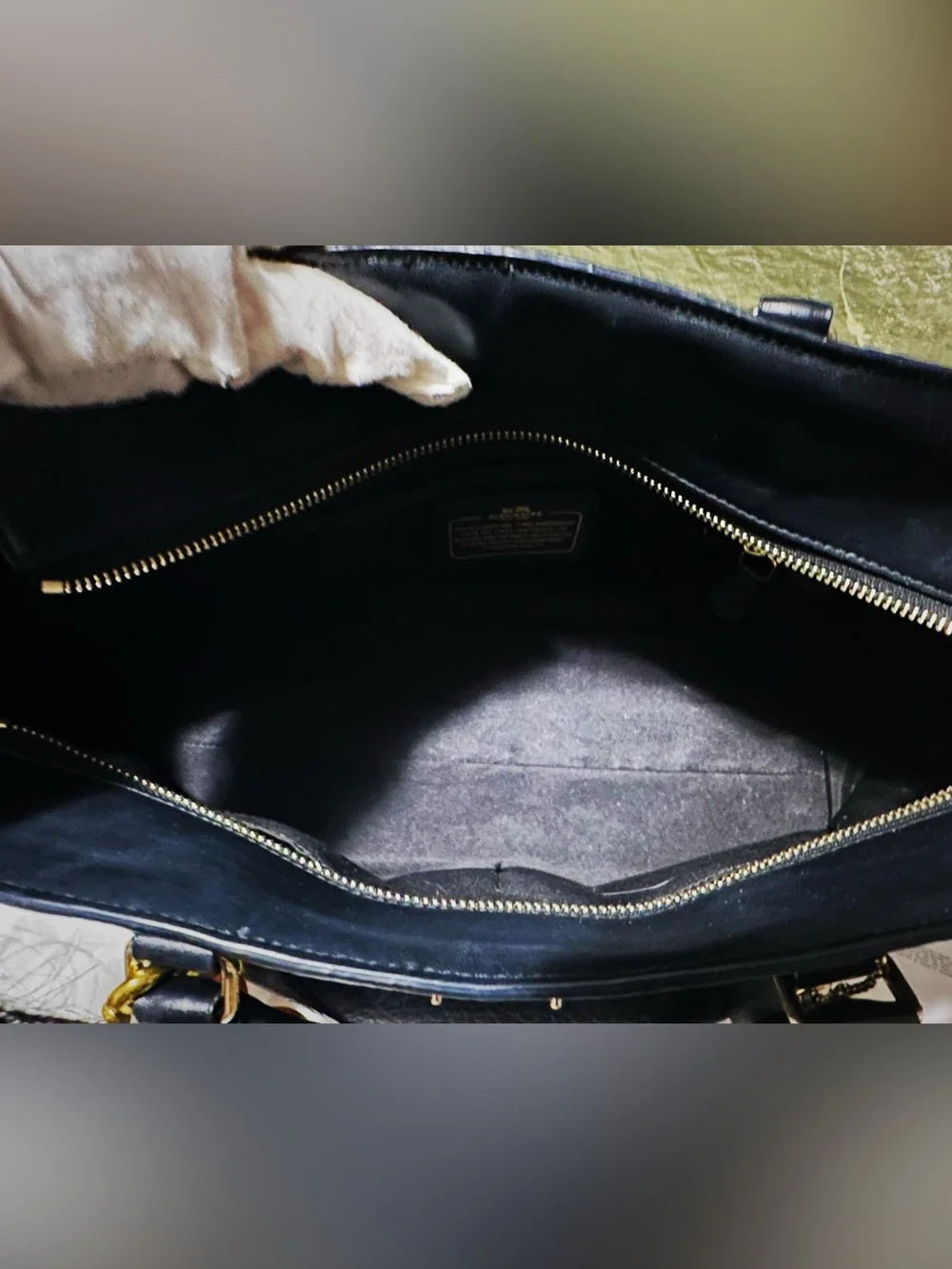 Coach Black Pebbled Leather Satchel with Cherry Charm and Gold Hardware